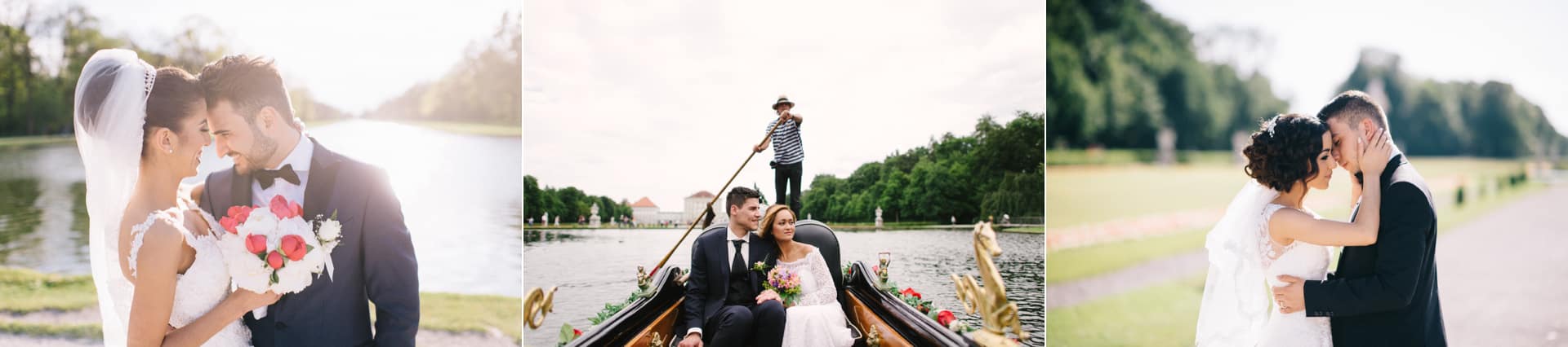 Hochzeitspaar Fotoshooting am Schloss Nymphenburg eines der besten Fotolocations für Hochzeitspaare